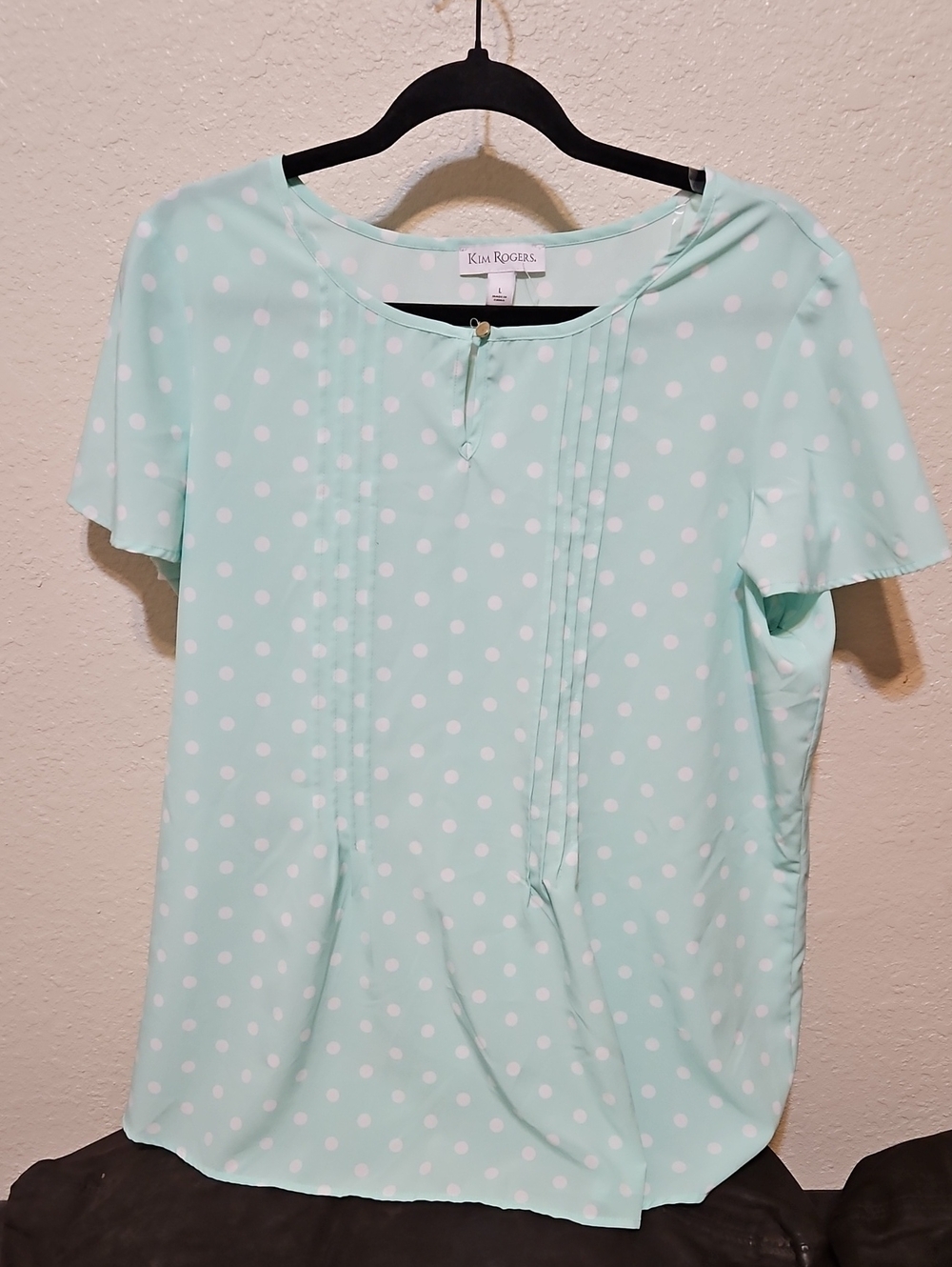 Kim Rogers Mint Green Polka Dot Short Sleeve Blouse